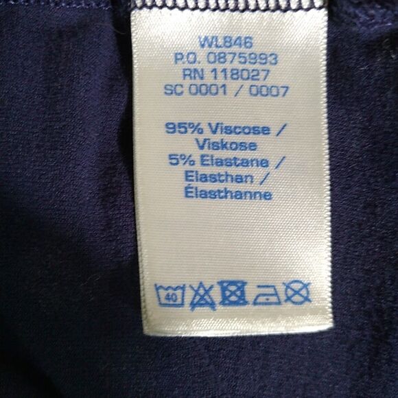 BODEN V Neck Slim Fit Ruched Front Long Sleeve Knee Length Navy Blue W/Dots 8 M - Picture 6 of 8